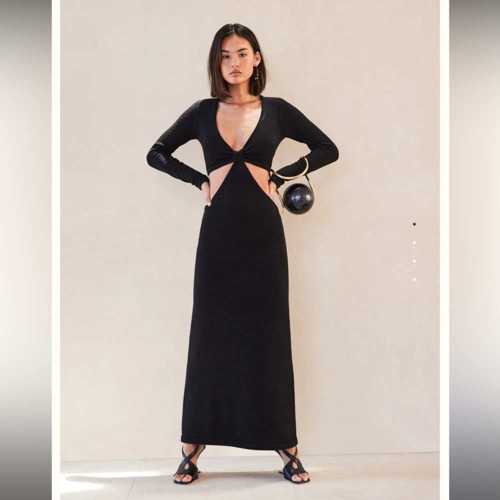Cult Gaia Black Long Sleeve Dress with Elegant Silhouette